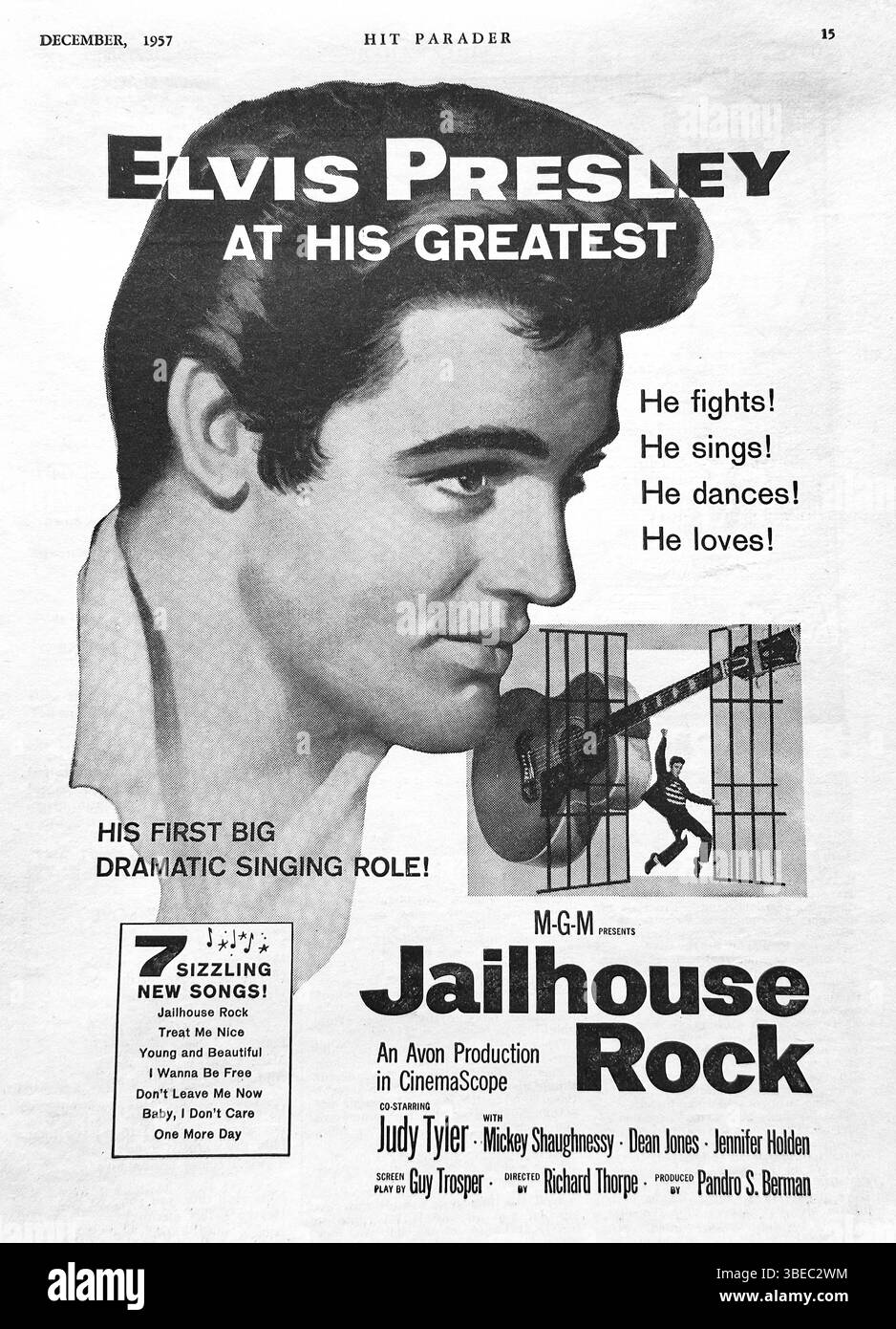 Comédie musicale de 1957 'Jailhouse Rock', mettant en vedette Elvis Presley ad Banque D'Images Comédie musicale de 1957 'Jailhouse Rock', mettant en vedette Elvis Presley ad Banque D'Images