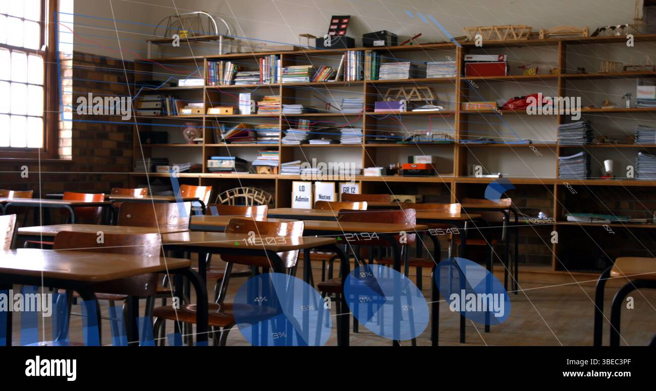 Image du traitement des données financières sur une salle de classe vide Banque D'Images