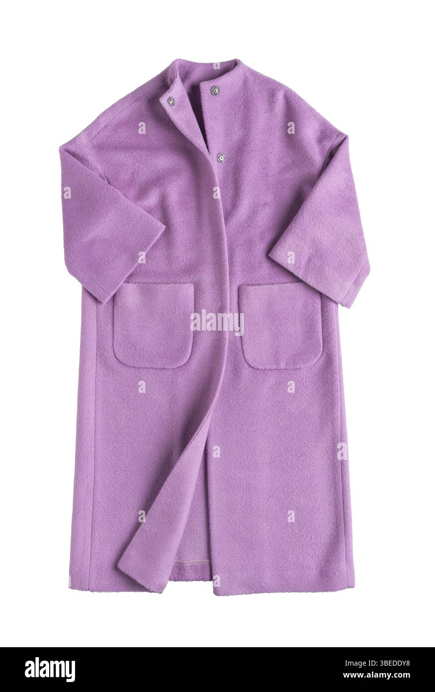 Manteau de femme rose sur fond blanc Banque D'Images