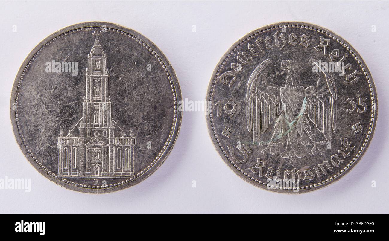 Pièce d'argent allemand 5 Reichsmark 1935 Banque D'Images