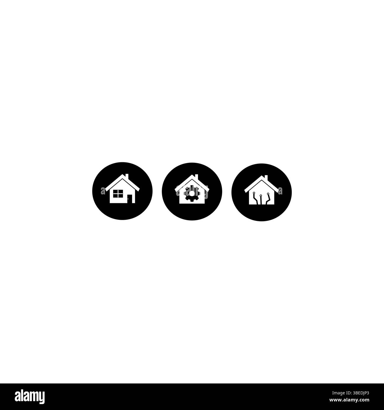 Icône Maison. Symbole d'entretien de la maison. Motif cercles noirs. Illustration de maison de vecteur. Illustration de Vecteur