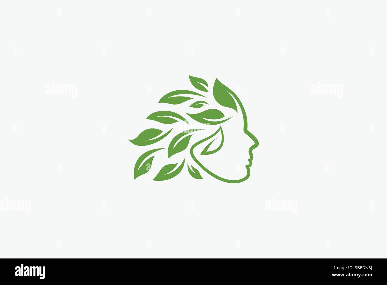 Veggie Farmer Abstract illustration logo avec Head Leaves Hair concept Illustration de Vecteur