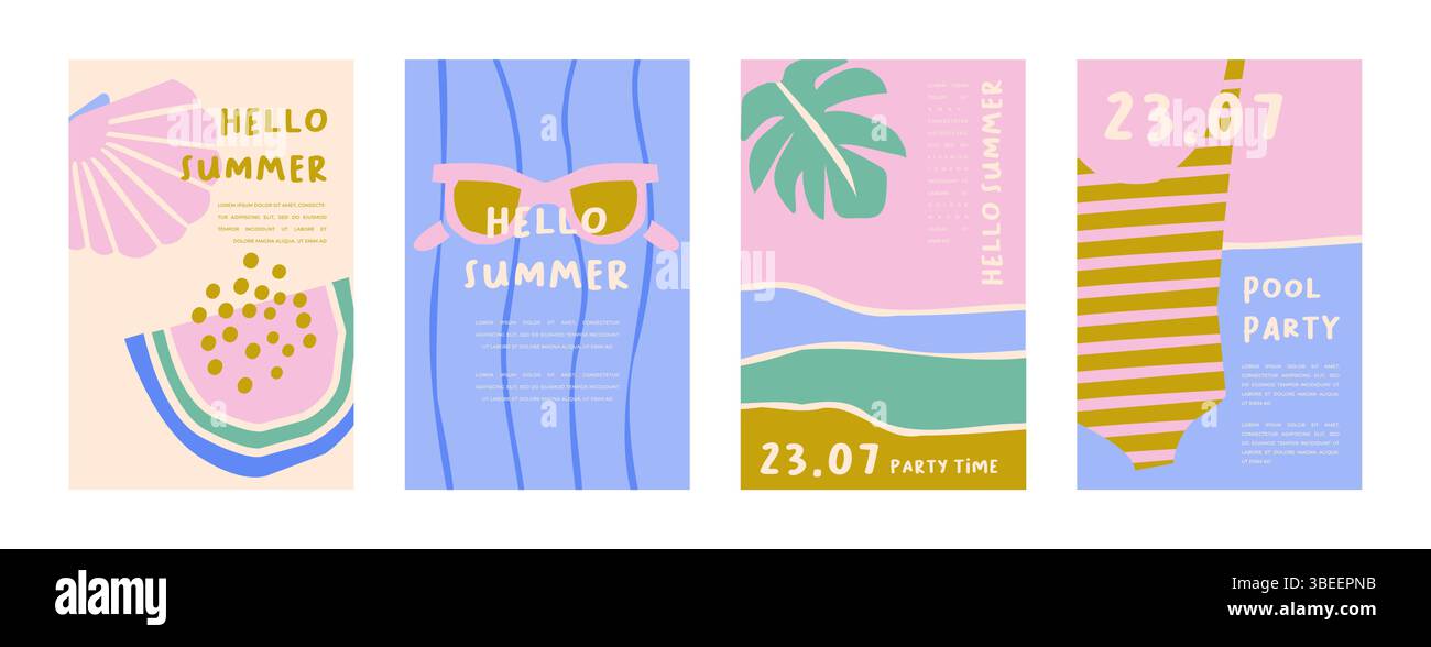 Fond coloré rétro audacieux de voyage d'été, affiche, bannière. Design promotionnel Summer Time Fun concept. Illustration vectorielle et bannière Illustration de Vecteur