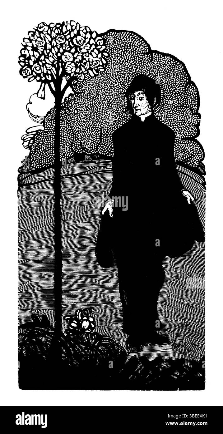 Extérieurement, j'étais curate, illustration par l'illustrateur britannique et décorateur Gordon Craig du Studio Magazine 1901 Banque D'Images