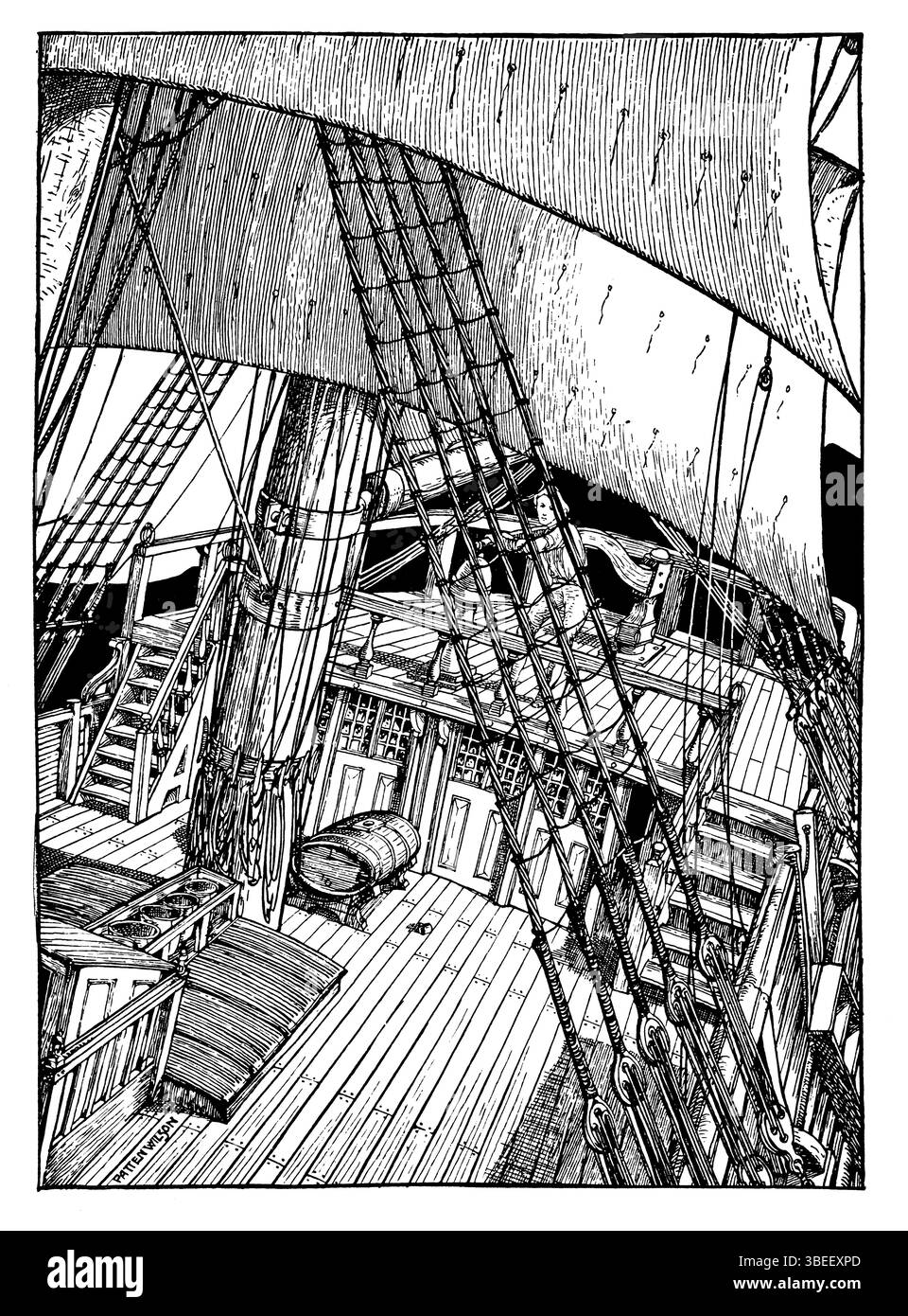 The Ancient Mariner, illustration en ligne du poème de Samuel Taylor Coleridge par le magazine britannique Patten Wilson, illustrateur de livres du Studio Magazine 190 Banque D'Images