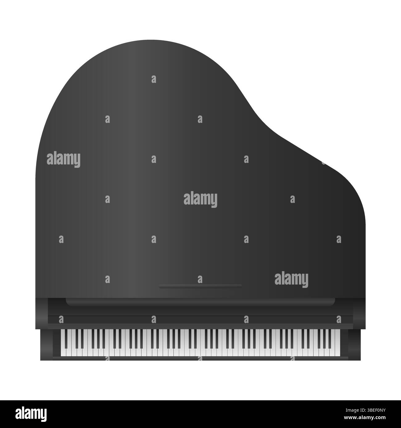 Élégant Grand Piano noir vecteur de vue de dessus. Icône de piano sur fond blanc. Instrument de musique classique. Illustration de Vecteur