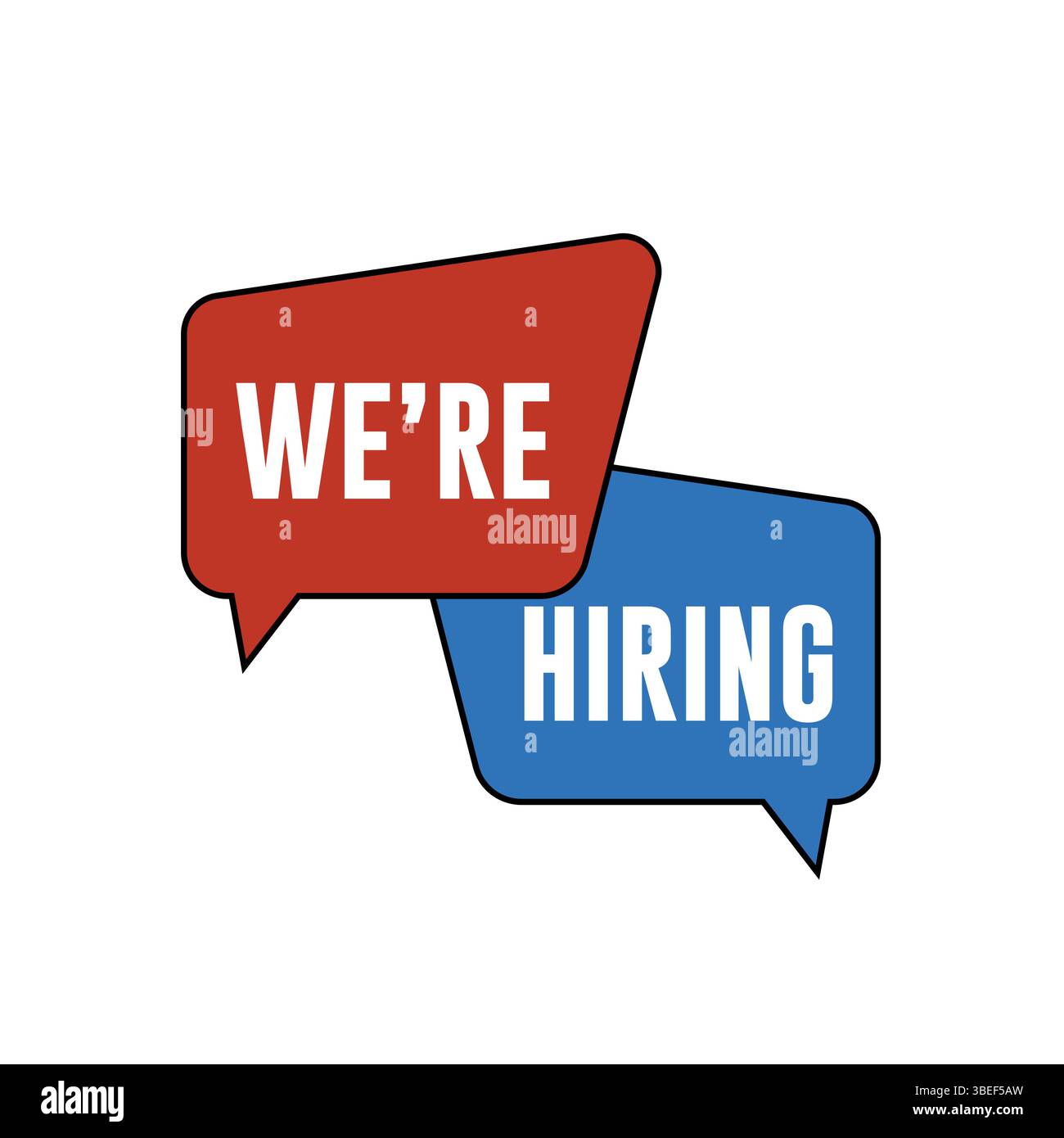 Nous embauchons vecteur de badge | conception de recrutement d'emploi sur fond blanc Illustration de Vecteur