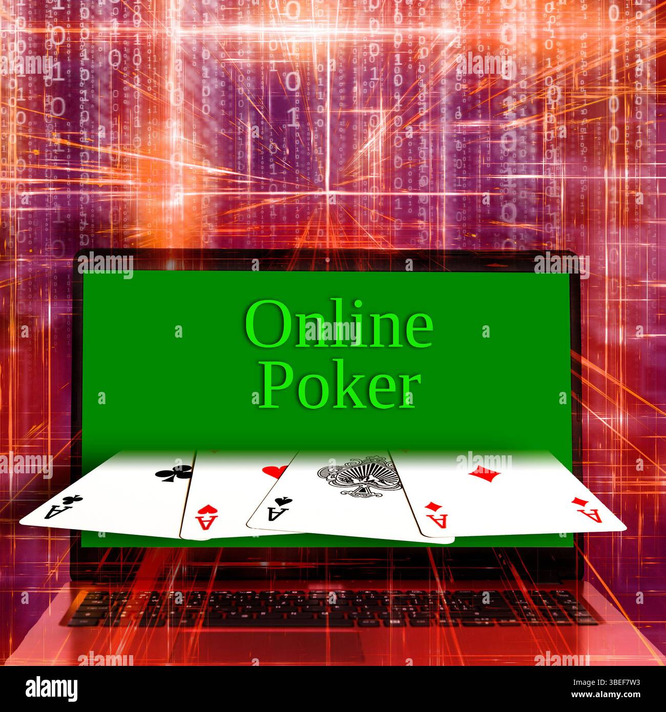 cartes de poker à l'écran, jeu de poker en ligne et concept de casino en ligne Banque D'Images