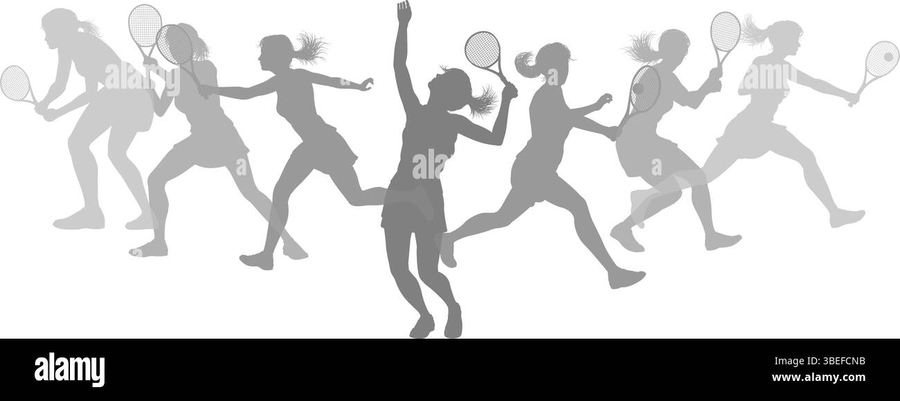 Silhouette tennis Players concept silhouettes Illustration de Vecteur