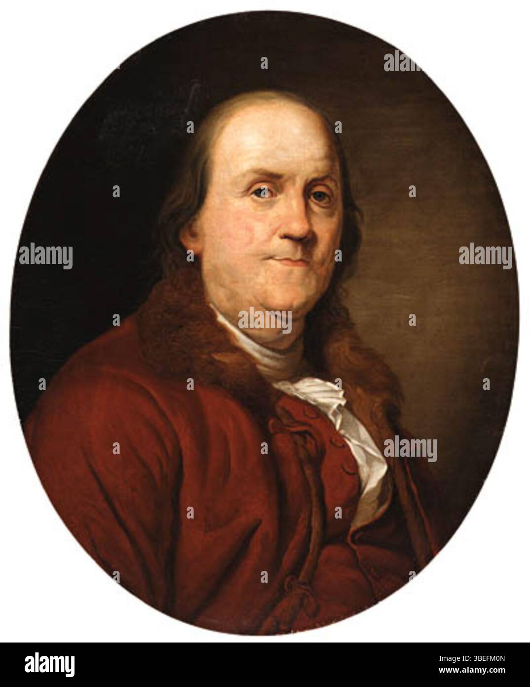 Ce portrait de Benjamin Franklin est basé sur l’œuvre de Joseph-Siffred Duplessis, peinte en 1999. Il capture l'apparence distinguée de Franklin et est un reflet du style du XVIIIe siècle populaire à son époque. Banque D'Images
