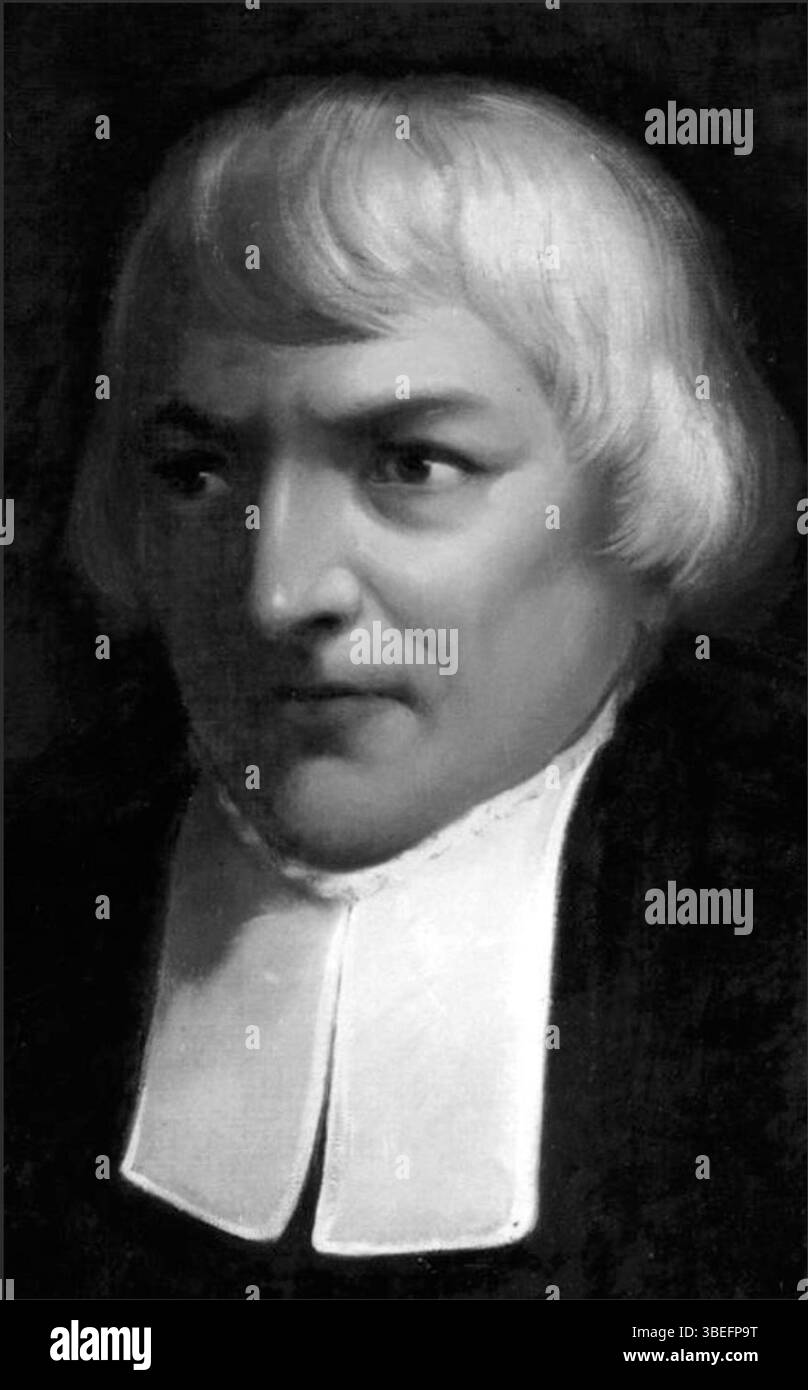 Un portrait vers 1820, attribué à un artiste inconnu, représente Louis-Auguste Curtat (1759-1832), pasteur et théologien suisse. Le portrait a été endommagé dans un incendie en 1862 à la bibliothèque de l’Université de Lausanne. Banque D'Images
