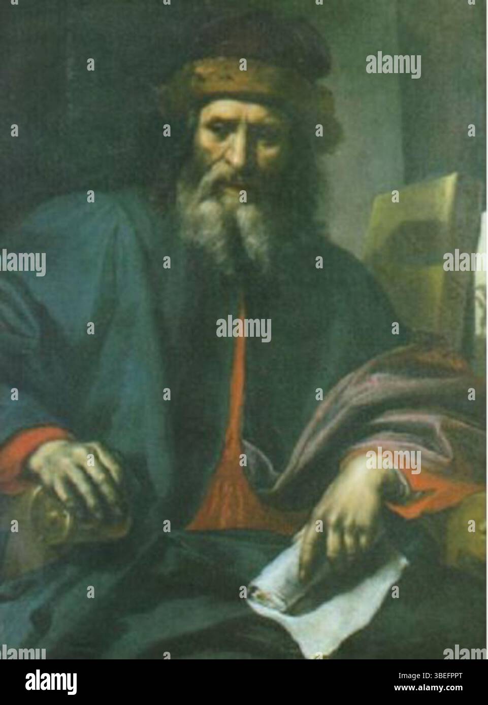 Ce portrait d’Agostino Melissi, peint dans les années 1630, montre un pharmacien. C'est un exemple de l'exploration par Melissi des gens quotidiens et des professions dans son art au début de la période baroque. Banque D'Images