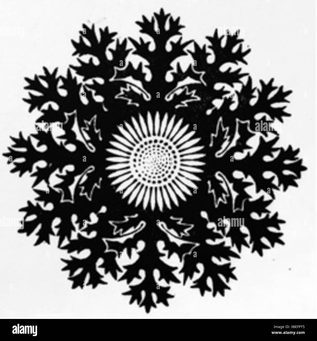 Karel de Bazel (1869-1923) dessine la marque des imprimeurs pour de Zilverdistel en 1913. Connu pour son travail dans le design néerlandais, il est une figure clé du mouvement des arts et métiers néerlandais du début du XXe siècle. Le design, créé en 1913, illustre son style dans les arts graphiques Banque D'Images