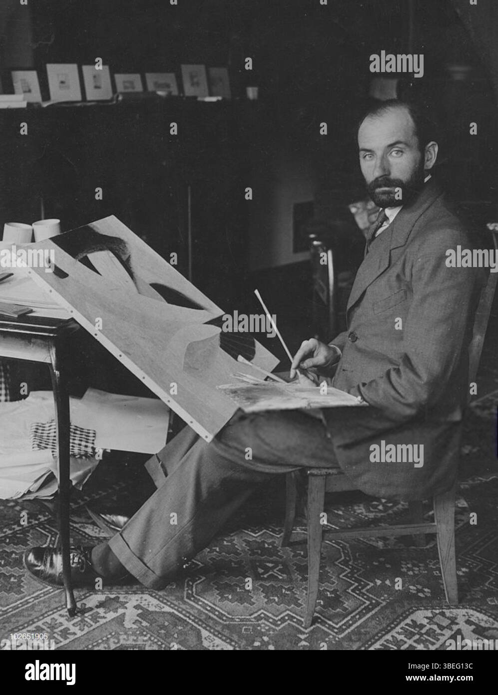 Peintre français Jean Crotti (1878 1958) à New York, vers 1915. (Photo Paul Thompson/FPG/Archive photos/Getty images) Banque D'Images