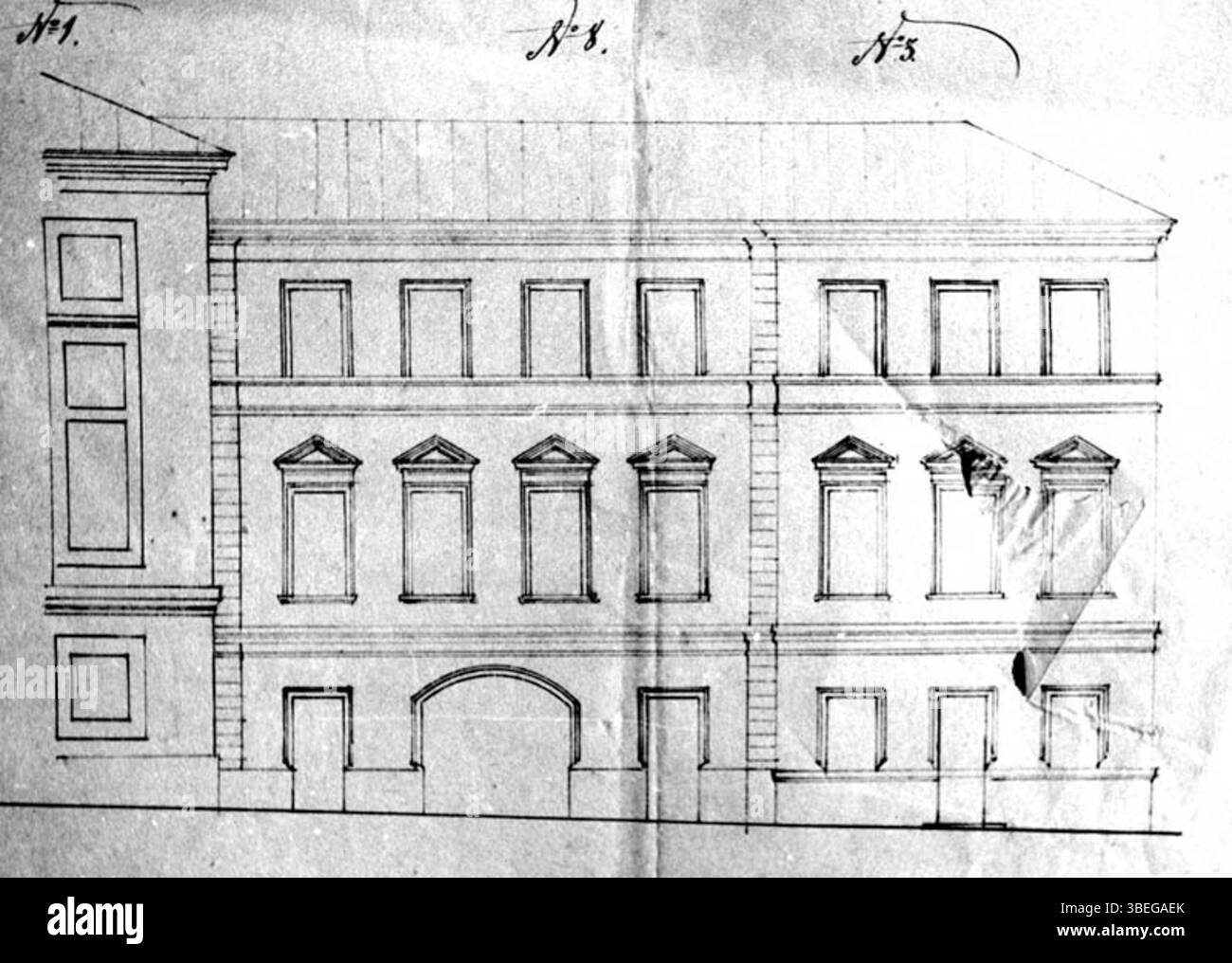 Ce plan de 1866 décrit l'agencement d'une maison d'exécution, décrivant la conception et la fonction du bâtiment utilisé pour les exécutions. Le plan fournit une vue historique des caractéristiques architecturales d'une telle structure au XIXe siècle. Banque D'Images