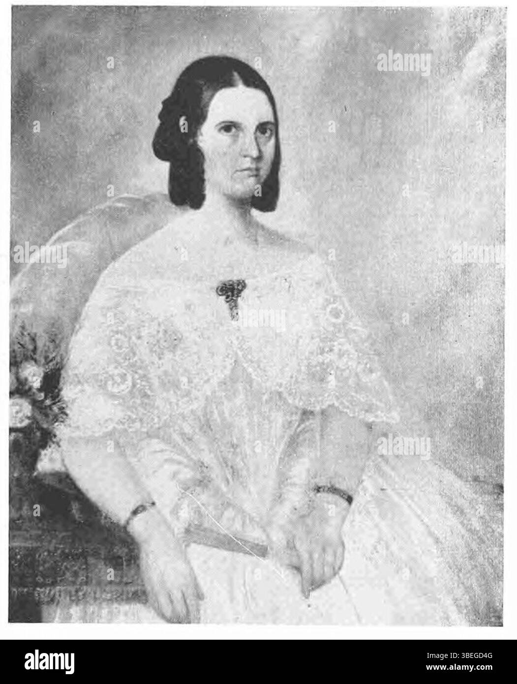 Ce portrait de 1845 environ représente Louisa Barkley Smith, capturée dans le style artistique du portrait du milieu du XIXe siècle. La peinture reflète probablement l'esthétique formelle de l'époque, mettant en valeur le statut personnel et social du sujet. Banque D'Images