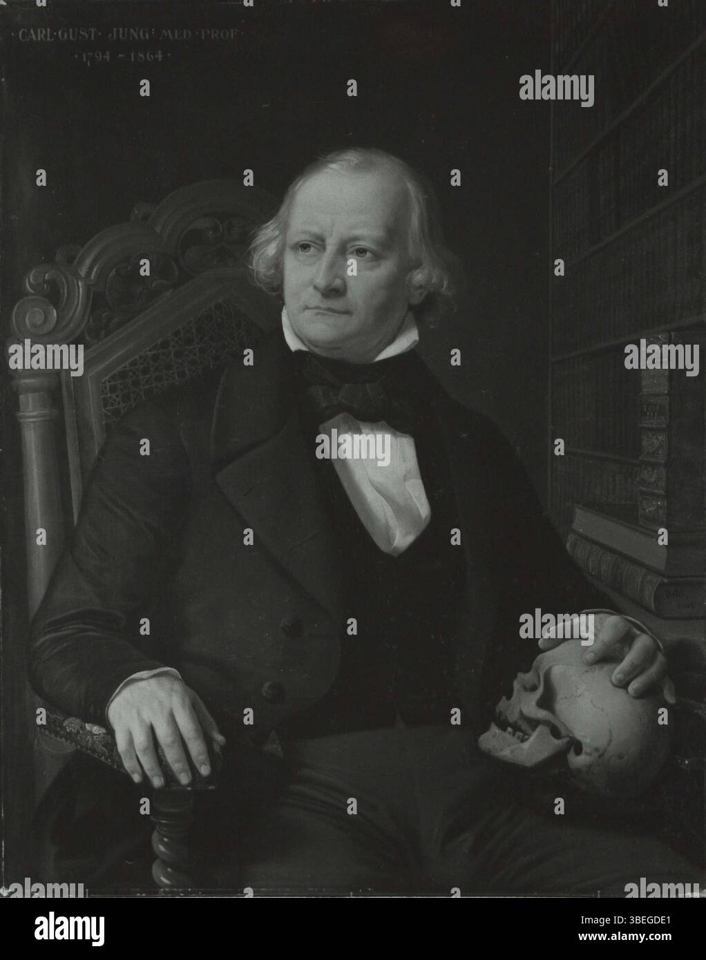 Photographie en noir et blanc d'un tableau de Heinrich Beltz, représentant Carl Gustav Jung vers 1848. Le tableau montre Jung comme professeur de médecine de 1794 à 1864. Banque D'Images