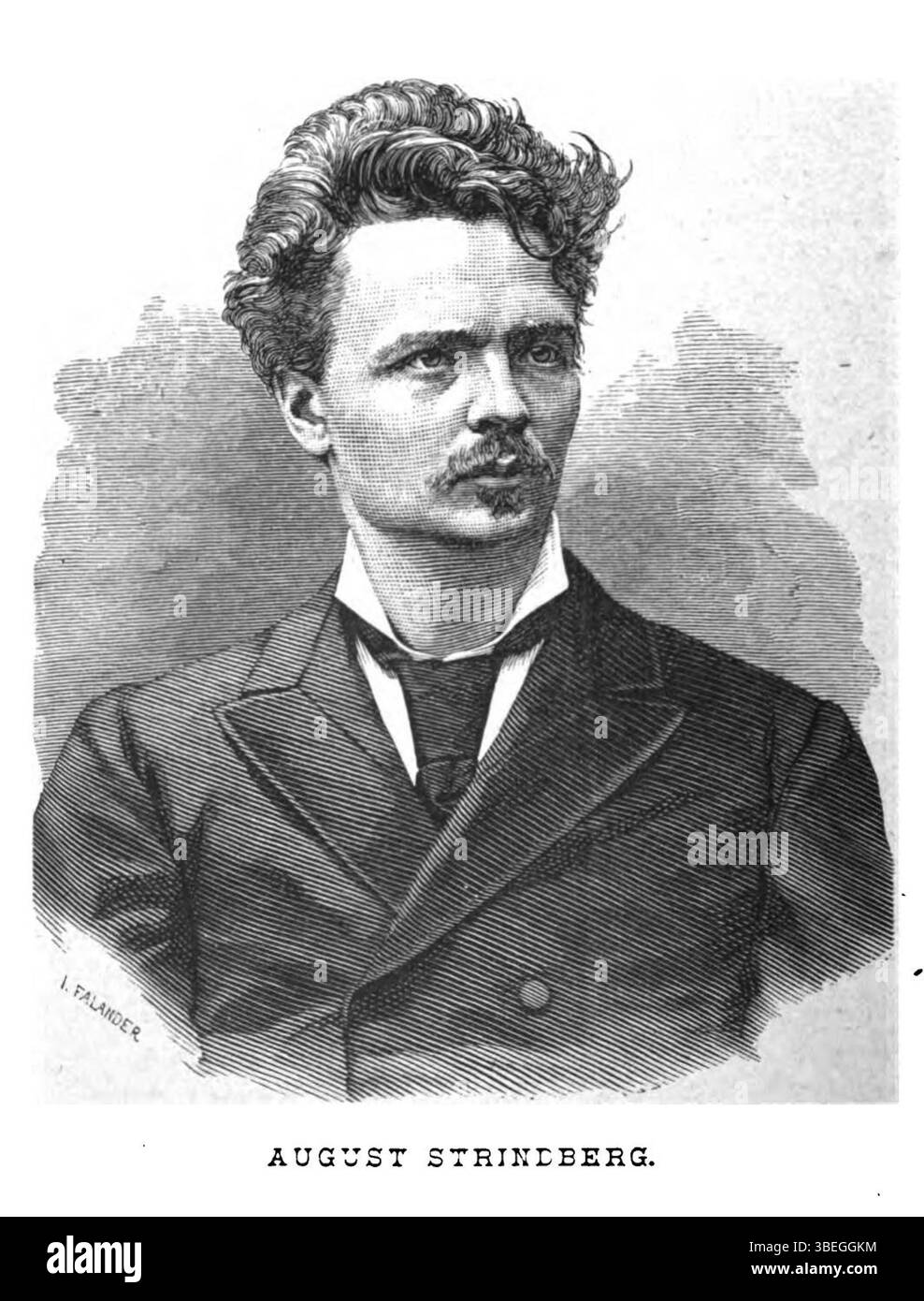 Cette xylographie d'Ida Falander (1842-1927) illustre l'auteur suédois August Strindberg. Il a été utilisé dans le livre de Gustaf af af Geierstam *Ur samtiden*, publié en 1883. La pièce représente Strindberg, soulignant son influence dans la littérature suédoise au XIXe siècle. Banque D'Images