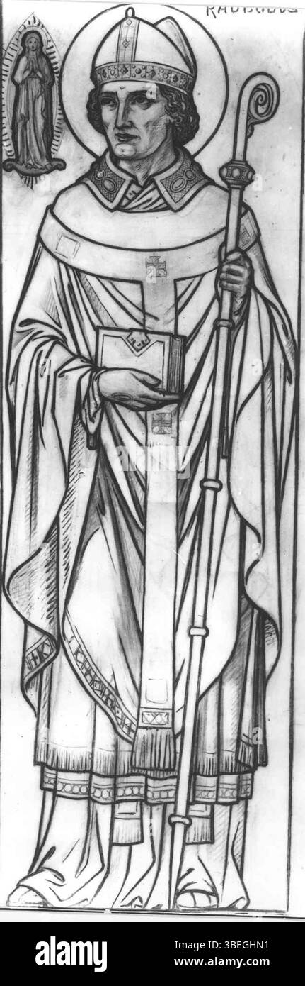 Une photographie vers 1900 d'un dessin de Saint Radboud, peut-être un dessin pour une murale de Georg Sturm, provenant d'une collection de photos documentant les œuvres de Cuypers & Co aux pays-Bas. Banque D'Images