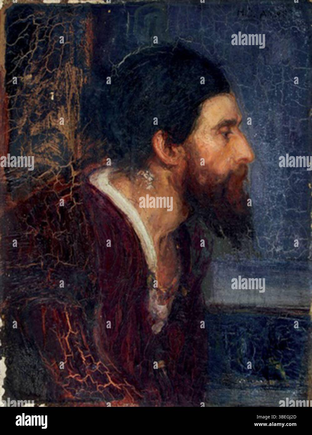 Ce portrait de Henry Ossawa Tanner, réalisé entre 1897 et 1899, représente un homme barbu. Le tableau, que l'on croit être de Nicodème, a été transmis à la famille de Tanner. Le style réaliste de Tanner capture la profondeur émotionnelle du sujet. Banque D'Images