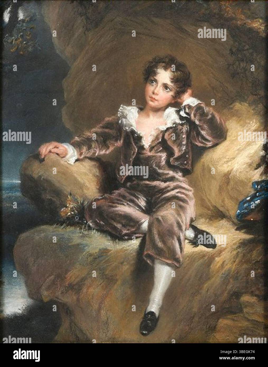 Cette copie pastel d'aimée Duvivier, créée entre 1827 et 1830, reproduit le célèbre portrait de Charles William Lambton, fils aîné de John Lambton, 1er comte de Durham, par Thomas Lawrence. Connu sous le nom de *The Red Boy*, ce portrait a été exposé pour la première fois au salon de Paris de 1827 et a fait sensation pour sa représentation vibrante de la jeunesse et de l’aristocratie. Banque D'Images