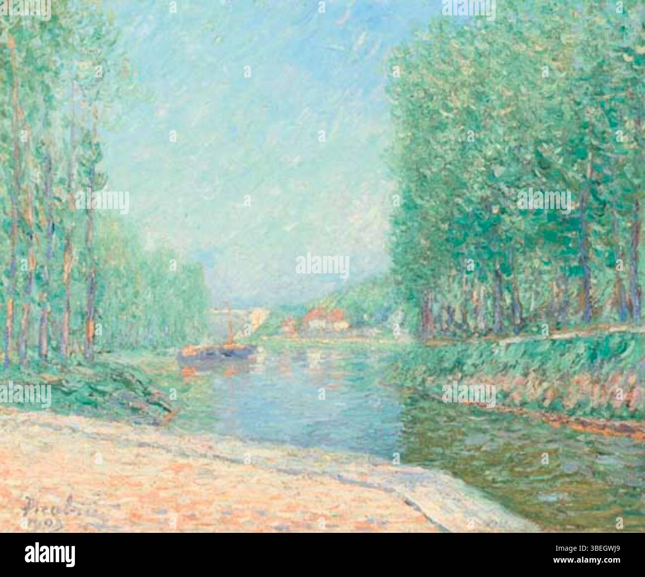 'Au bord de la Yonne, effet d'automne' de Francis Picabia est une peinture de paysage de style impressionniste. Créé vers 1905, il représente l'Yonne en automne, mettant en valeur des couleurs riches et un pinceau dynamique typique de l'époque. Banque D'Images