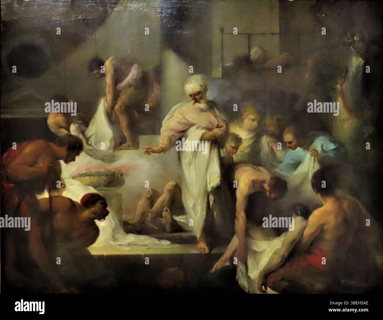 Le tableau de Charles de la traverse de 1748 'Tobie faisant ensevelir les morts' dépeint une scène biblique. Situé dans le musée municipal de Saintes, il reflète l'approche française du XVIIIe siècle des récits religieux et historiques dans le passé Banque D'Images