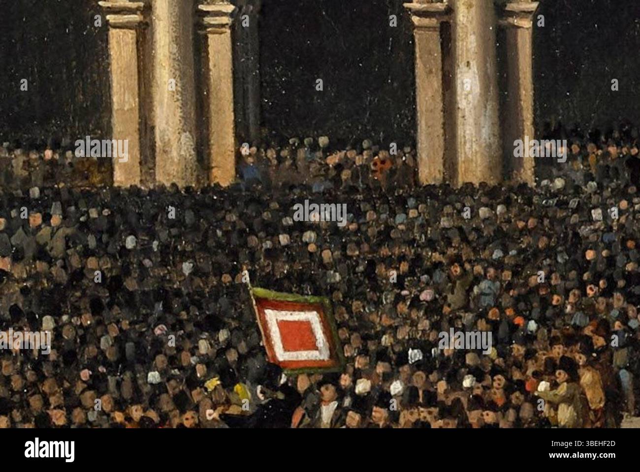 Détail du drapeau à quatre couleurs, symbole de la révolution brescienne de mars 1849. Le drapeau a flotté pendant les dix jours de Brescia, un soulèvement contre la domination autrichienne pendant la lutte d'unification italienne. Banque D'Images