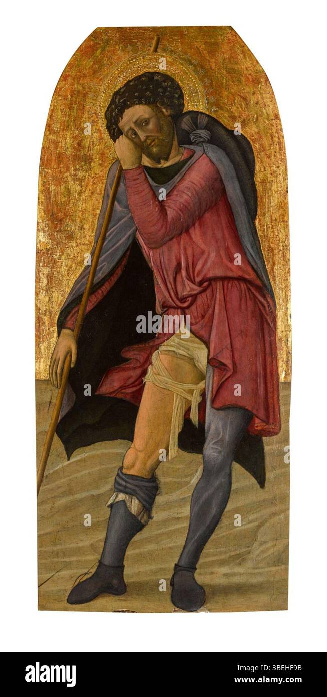 *Saint Roch* est une peinture de Tommaso Garelli, représentant Saint Roch, un saint catholique connu pour ses soins aux malades. L'œuvre capture le saint dans une pose compatissante, illustrant son rôle de guérisseur et de protecteur. Banque D'Images