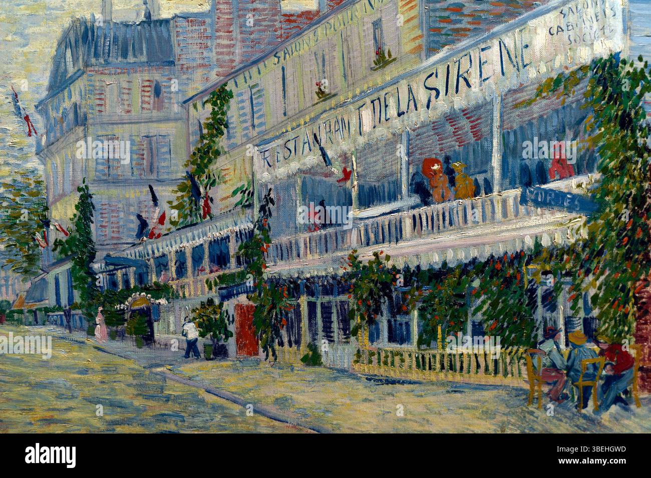 Le restaurant de la Siréne à Asnières, 1887, huile sur toile, Vincent Van Gogh, musée d'Orsay, Paris, France. Banque D'Images