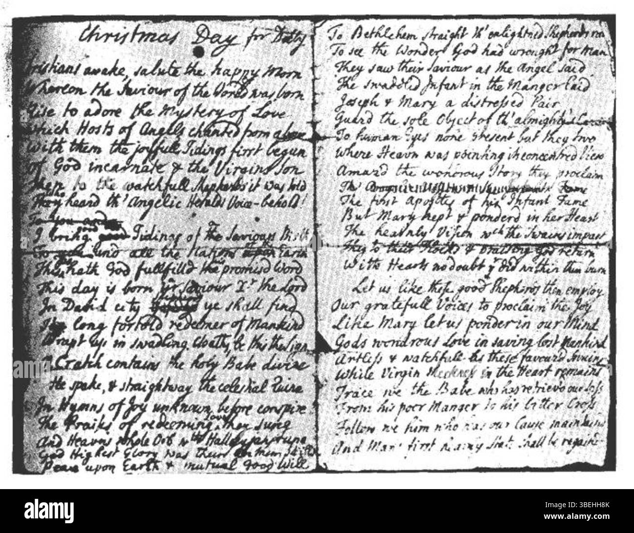 Le manuscrit de Byrom, créé vers 1750, contient l'hymne « Chrétiens éveillés » de John Byrom. Le manuscrit fait partie d'une publication de 1924 qui réimprime l'œuvre originale. Banque D'Images