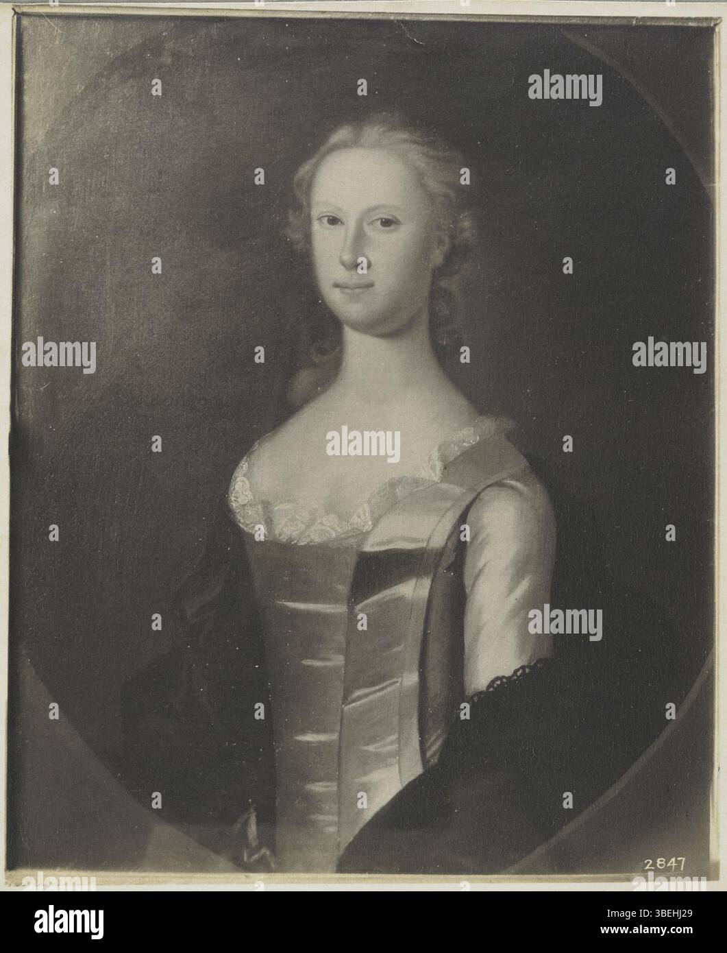 Portrait à l'huile de MRS Charles Carroll, identifié comme Dorothy Blake, attribué à Gustavus Hesselius et autres, XVIIIe siècle. Banque D'Images