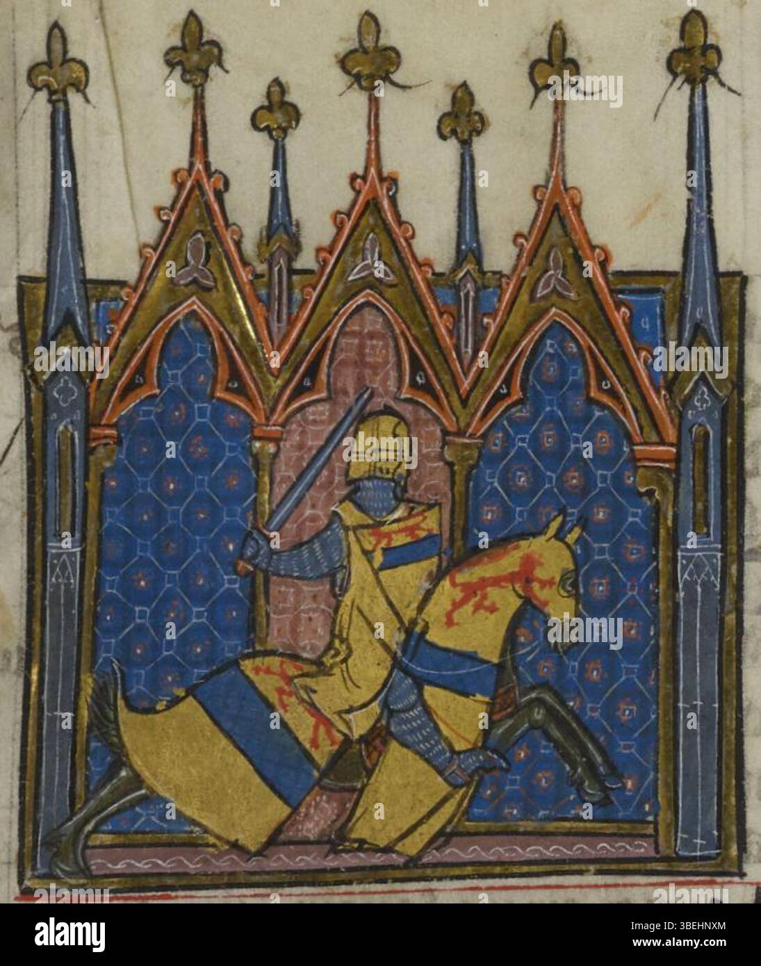 Chastelain de Couci était un poète et écrivain médiéval. Ses œuvres s’inscrivent dans la riche tradition littéraire des XIIe et XIIIe siècles, contribuant au patrimoine culturel de l’époque. Sa poésie se concentre souvent sur les thèmes de l'amour et de la chevalerie, reflétant les valeurs et les idéaux de la société courtoise dans laquelle il vit. Banque D'Images