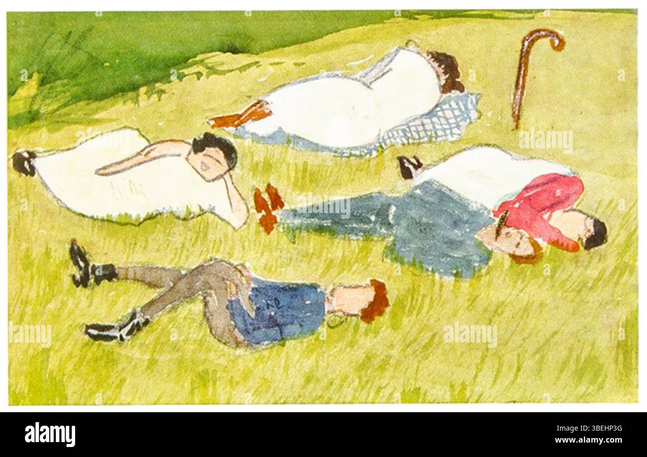 Tableau intitulé 'Liner Roma' de Joachim Ringelnatz, créé en 1924. L'œuvre est en partie colorée, pleine page, signée et montée, mesurant 19 x 12 cm. Banque D'Images
