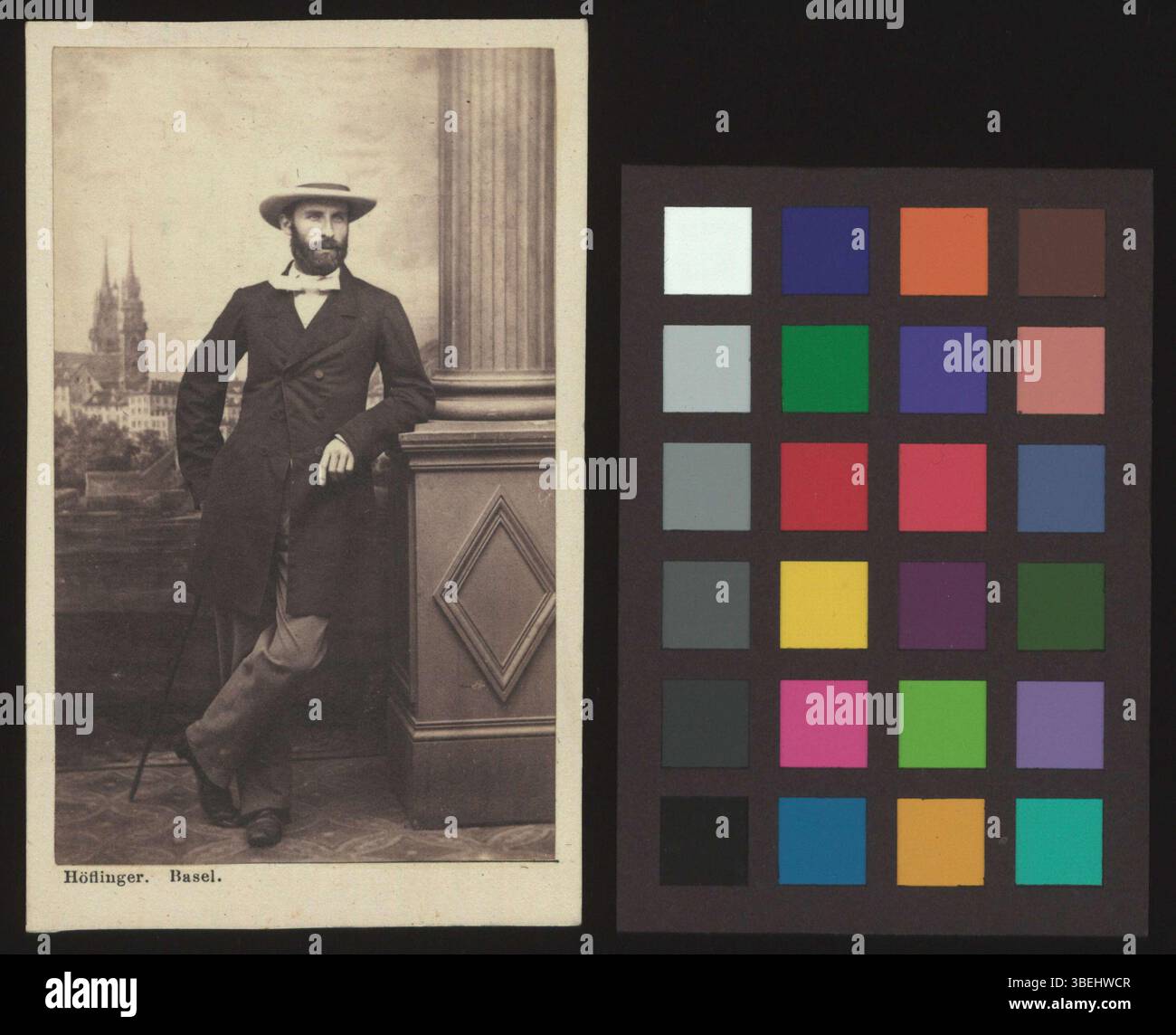 Cette photographie en noir et blanc de carte de cabinet datant de 1863 environ montre Karl Eduard Stehelin-Imhof, un individu notable du XIXe siècle. Il capture sa ressemblance formelle dans un style photographique classique. Banque D'Images