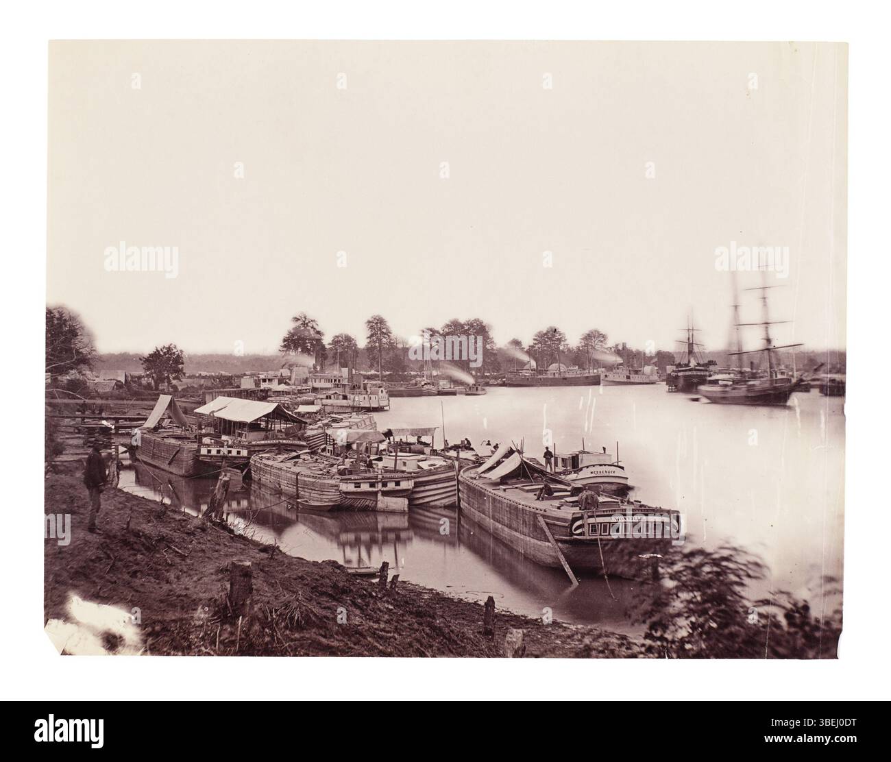 Photographie prise entre 1861 et 1865 montrant des cuisiniers de l'armée à White House Landing sur la rivière Pamunkey, en Virginie, pendant la guerre de Sécession. Banque D'Images