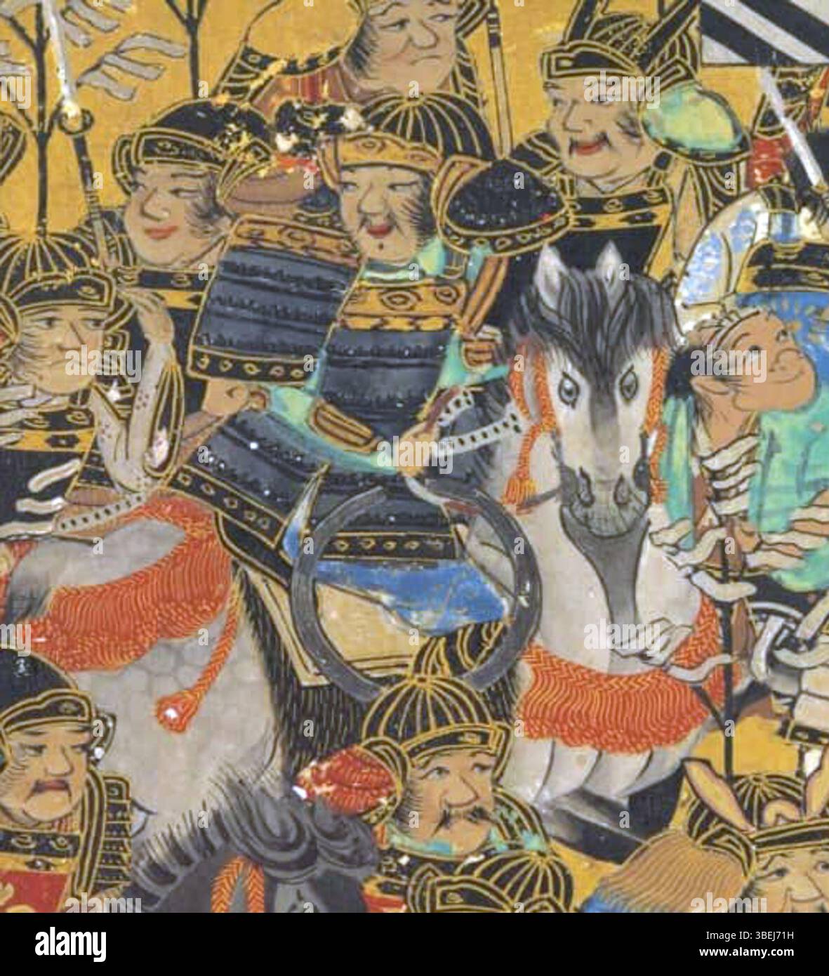 Image de No Harunaga recadrée d'une œuvre d'art plus grande représentant le siège du château d'Osaka, datée de 2022. Banque D'Images