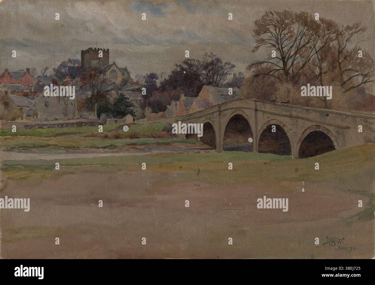 Cette aquarelle de Harold Broadfield Warren, créée le 31 décembre 1892, représente l'église de Llandrillo. L'image mesure 6 15/16 x 10 po. (17,6 x 25,4 cm) et fait partie de la Morton et Marie Bradley Memorial Collection, Eskenazi Museum of Art. Banque D'Images Cette aquarelle de Harold Broadfield Warren, créée le 31 décembre 1892, représente l'église de Llandrillo. L'image mesure 6 15/16 x 10 po. (17,6 x 25,4 cm) et fait partie de la Morton et Marie Bradley Memorial Collection, Eskenazi Museum of Art. Banque D'Images