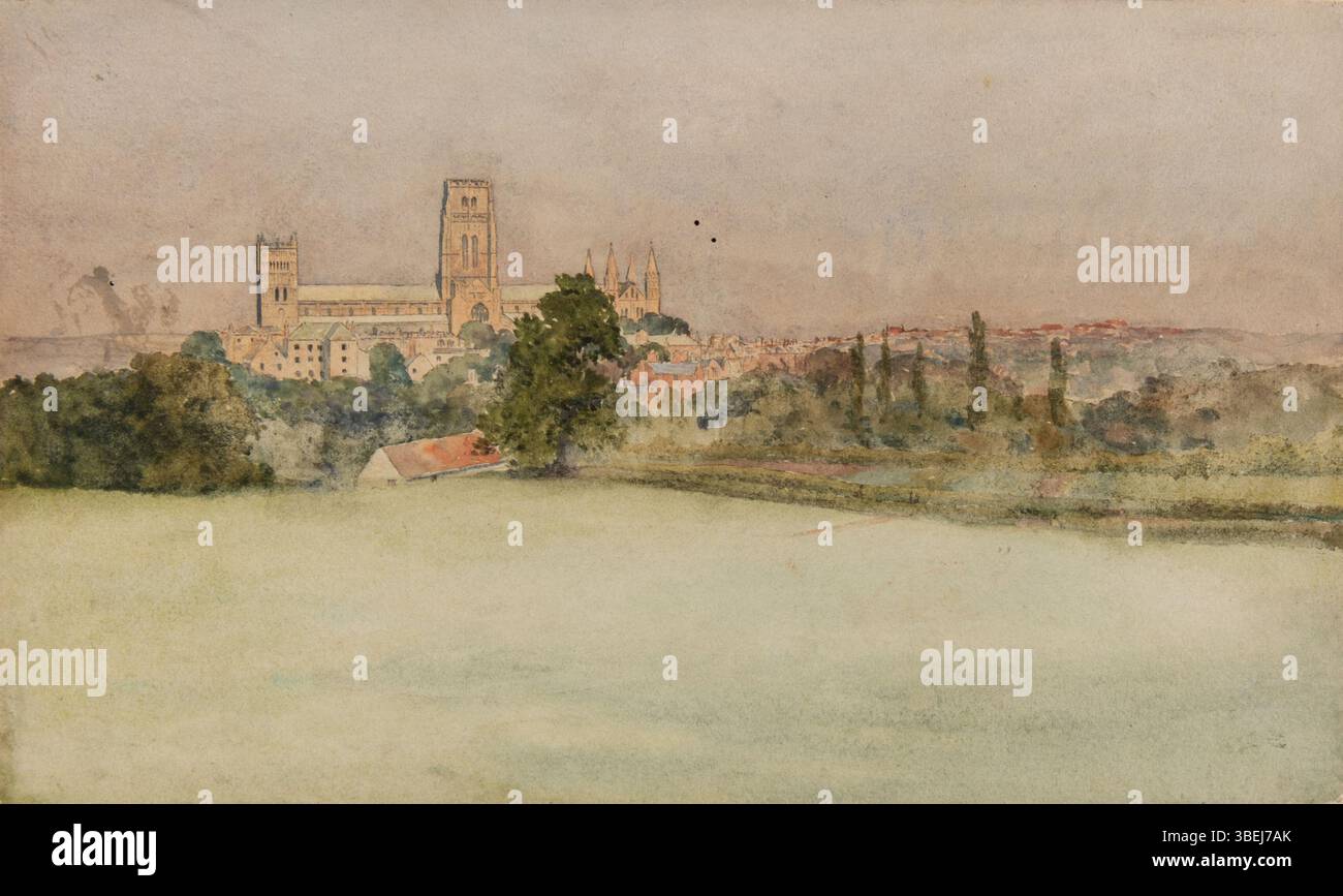 Cette étude pour 'Durham in the Fields' par Harold Broadfield Warren a été créée entre 1891 et 1901. L'aquarelle mesure 8 3/4 x 14 1/2 po. (22,2 x 36,8 cm) et fait partie de la collection commémorative Morton et Marie Bradley au Musée Eskenazi d'Art. Banque D'Images Cette étude pour 'Durham in the Fields' par Harold Broadfield Warren a été créée entre 1891 et 1901. L'aquarelle mesure 8 3/4 x 14 1/2 po. (22,2 x 36,8 cm) et fait partie de la collection commémorative Morton et Marie Bradley au Musée Eskenazi d'Art. Banque D'Images