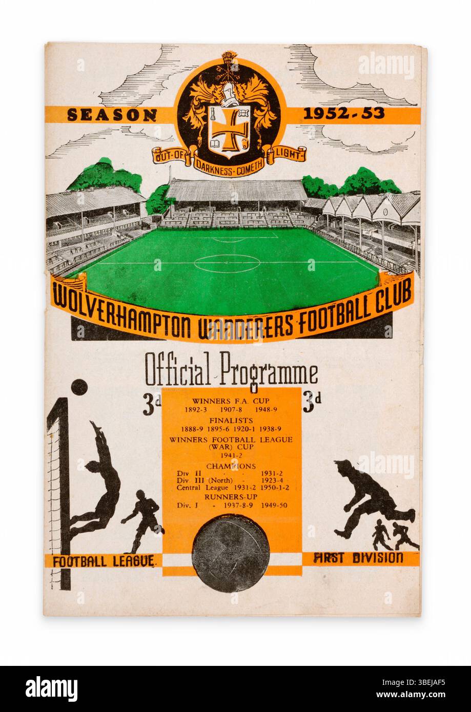 Programme officiel du club de football Wolverhampton Wanderers pour la saison 1952 1953 Banque D'Images