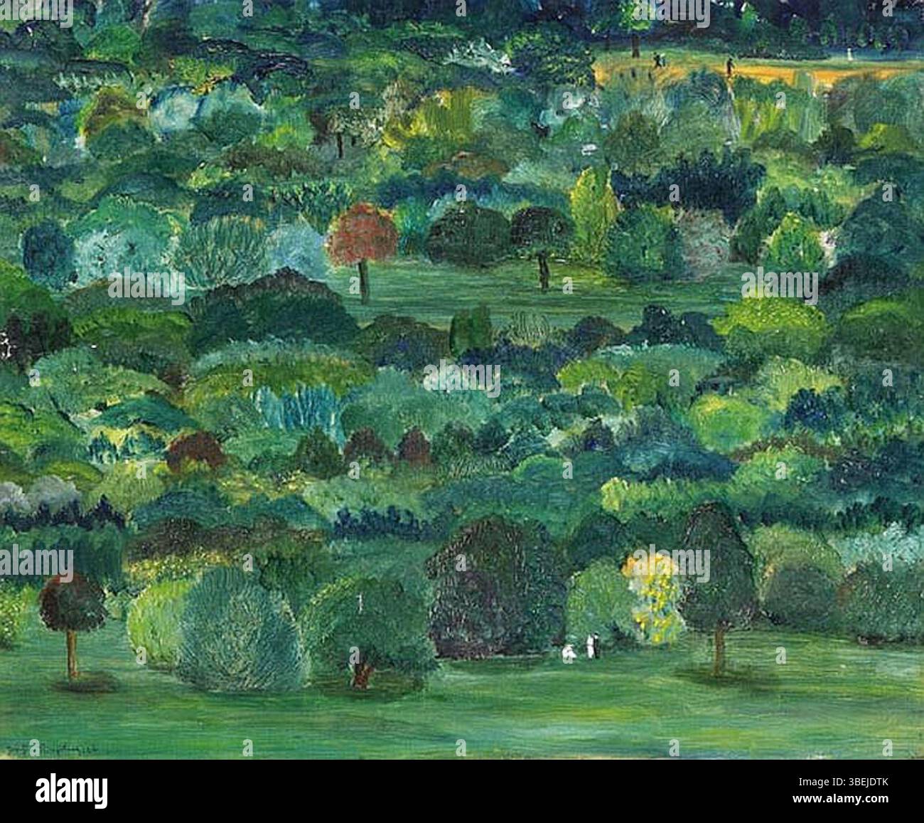 Peinture à l'huile intitulée 'Parklandschaft' (paysage du parc) par Joachim Ringelnatz, créée en 1926. Signé et daté en bas à gauche, 40 x 48 cm. Banque D'Images