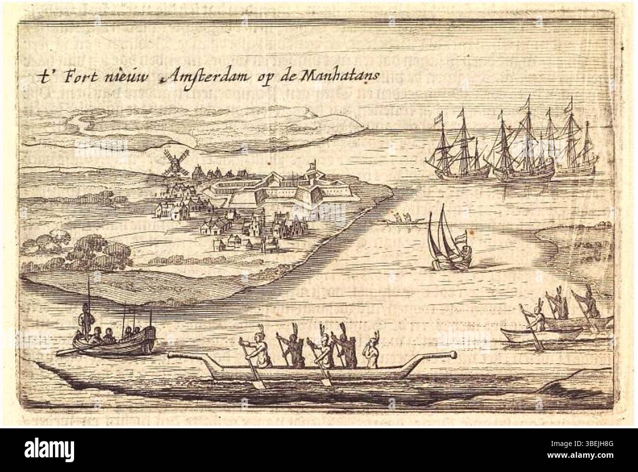Cette représentation de Fort Amsterdam en 1630 montre l'une des premières représentations de Manhattan. Le fort, construit à l'origine par les Hollandais, était une structure clé dans la colonie coloniale de New York. Banque D'Images