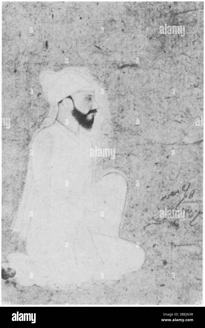 Ce portrait assis de 1775 met en scène l’artiste pahari Kama, offrant un aperçu des traditions artistiques de la région de Kangra. La peinture met en valeur le style personnel de Kama au sein de l'école Pahari. Banque D'Images