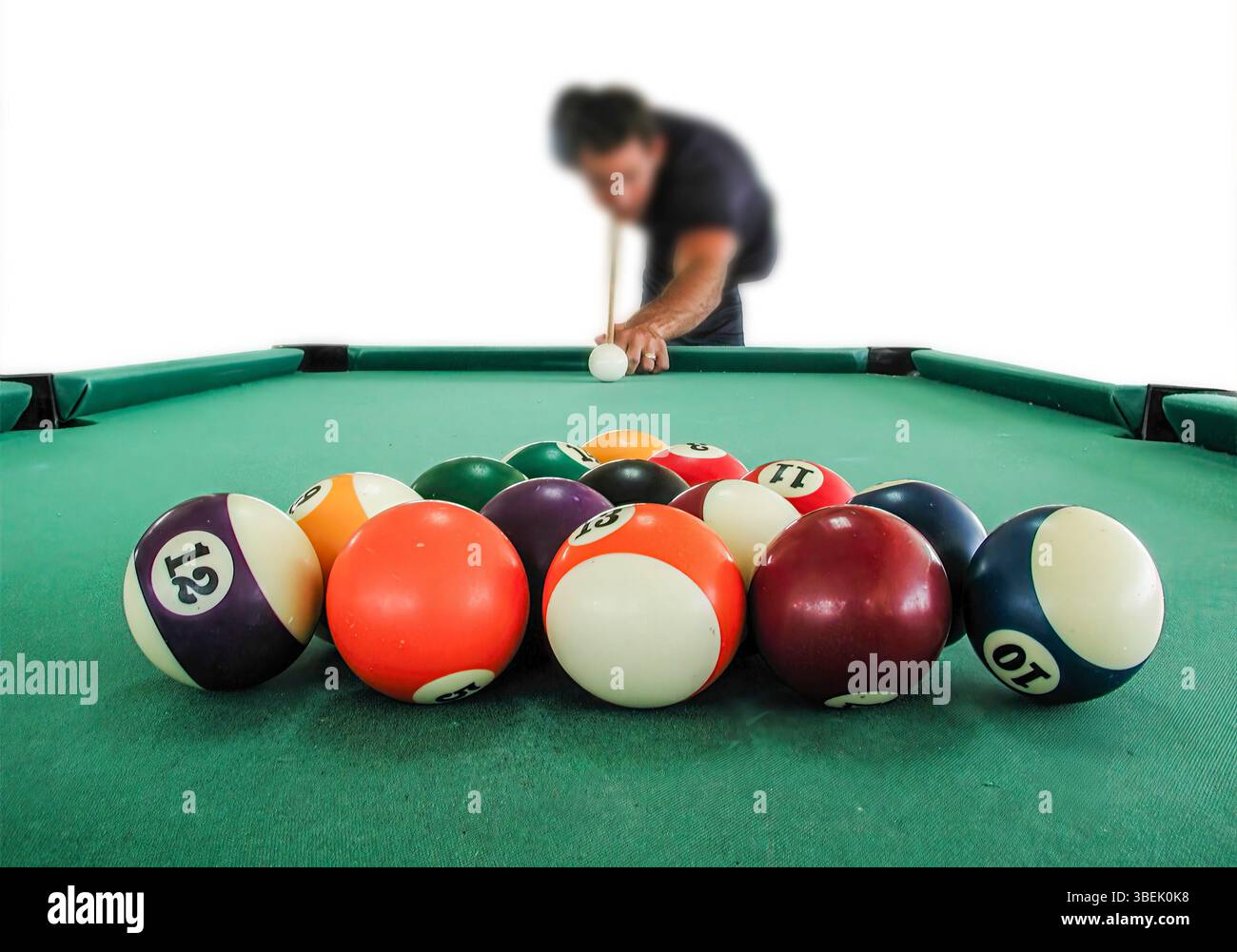 Joueur de billard à la table qui s'effondre Banque D'Images