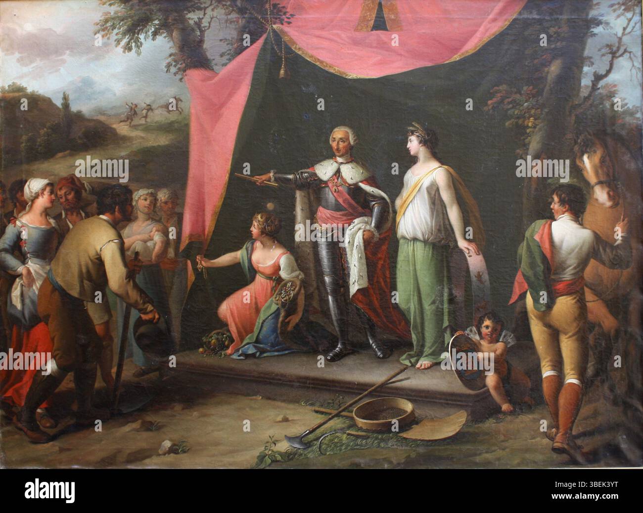 Le tableau de Victorino López Herranz 'El rey Carlos III funda la colonia de la Carolina' représente le roi Carlos III établissant la colonie de la Carolina en 1805, un moment important de l'histoire coloniale espagnole. Banque D'Images