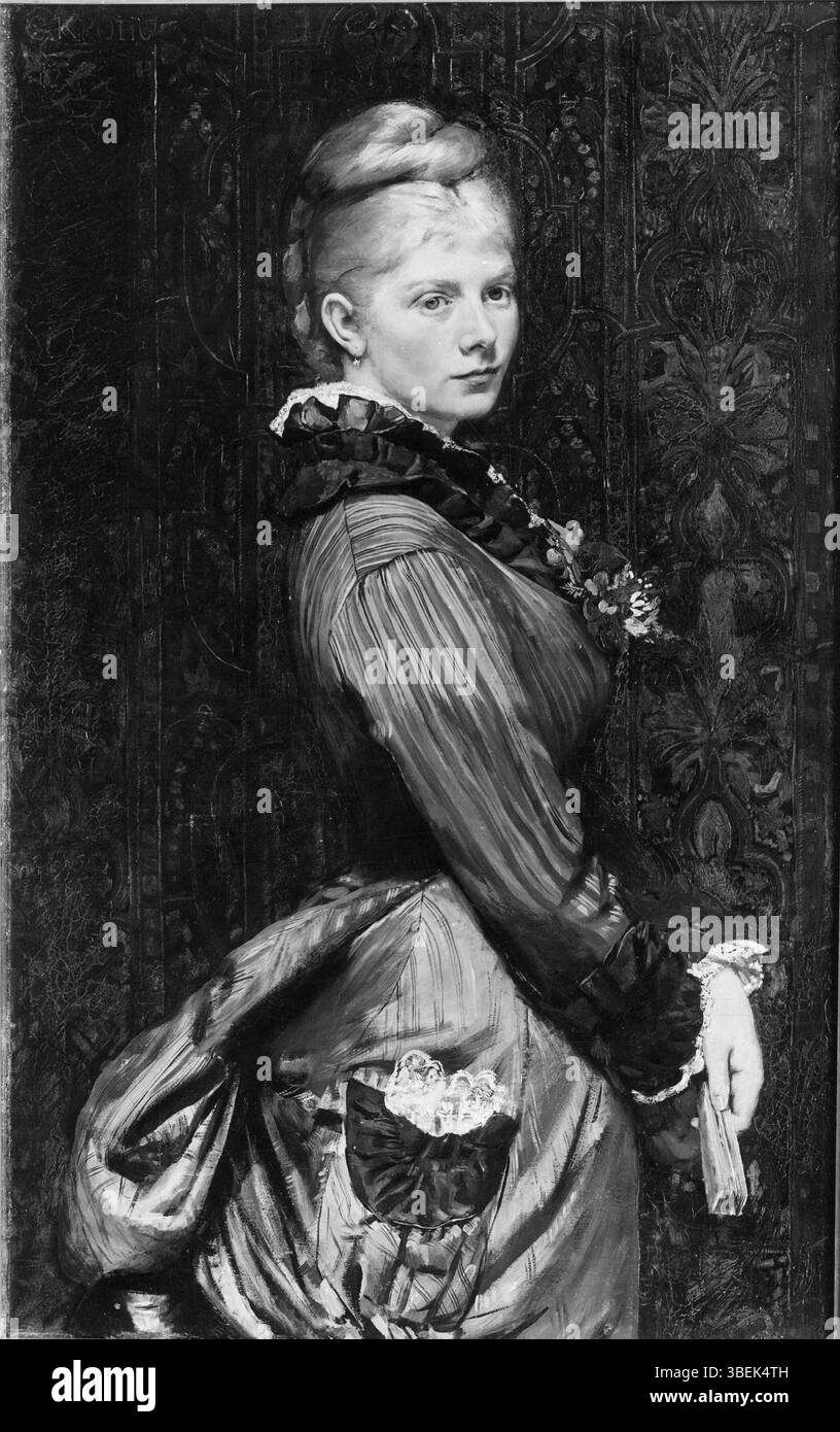 Cette version recadrée du portrait *Lucy Parr Egeberg* de Christian Krohg en 1876 met en évidence les traits aristocratiques et l’expression digne du sujet, figure clé de la haute société norvégienne. Banque D'Images Cette version recadrée du portrait *Lucy Parr Egeberg* de Christian Krohg en 1876 met en évidence les traits aristocratiques et l’expression digne du sujet, figure clé de la haute société norvégienne. Banque D'Images