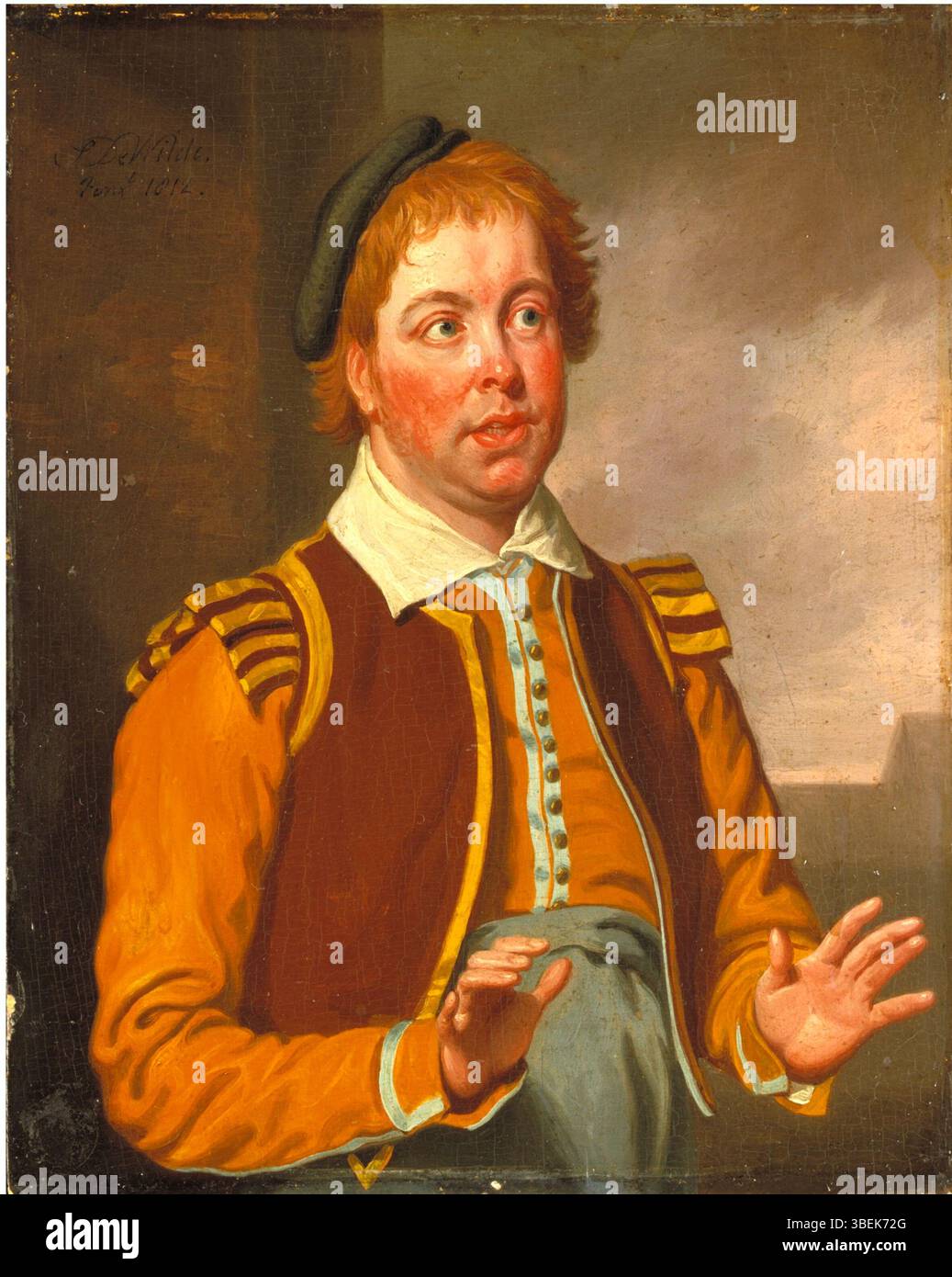 Ce portrait de 1812 par Samuel de Wilde représente l'acteur John Liston dans le rôle de Pompée dans la pièce de Shakespeare "mesure pour mesure". La peinture est une représentation du théâtre du XIXe siècle et du drame shakespearien. Banque D'Images