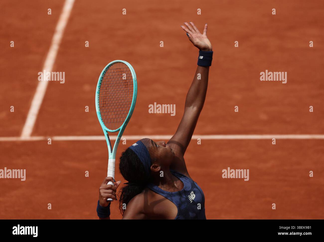 Paris, France. 29 mai 2025. Le deuxième joueur américain Coco Gauff joue contre la tchèque Tereza Valentova lors de son match de deuxième tour de l’Open de France de Tennis à Roland Garros à Paris, en France, le jeudi 29 mai 2025. GAUFF a gagné 6-2, 6-4. Photo de Maya Vidon-White/UPI crédit : UPI/Alamy Live News Banque D'Images