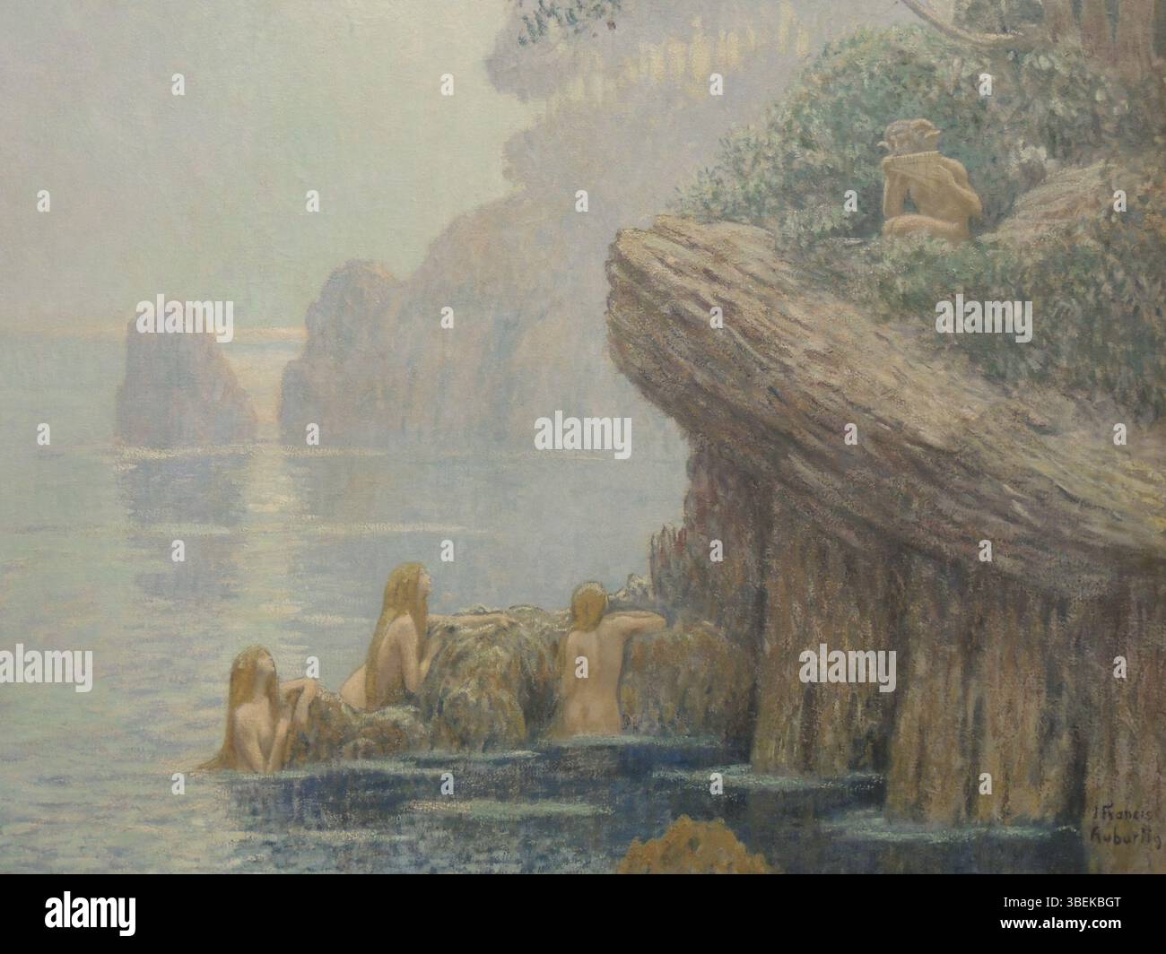 Le tableau de Jean Francis Auburtin de 1907 « la Forêt et la mer » (la forêt et la mer) capture le contraste entre la beauté naturelle de la forêt et l’immensité de la mer. L'œuvre a été exposée au salon de 1907. Banque D'Images
