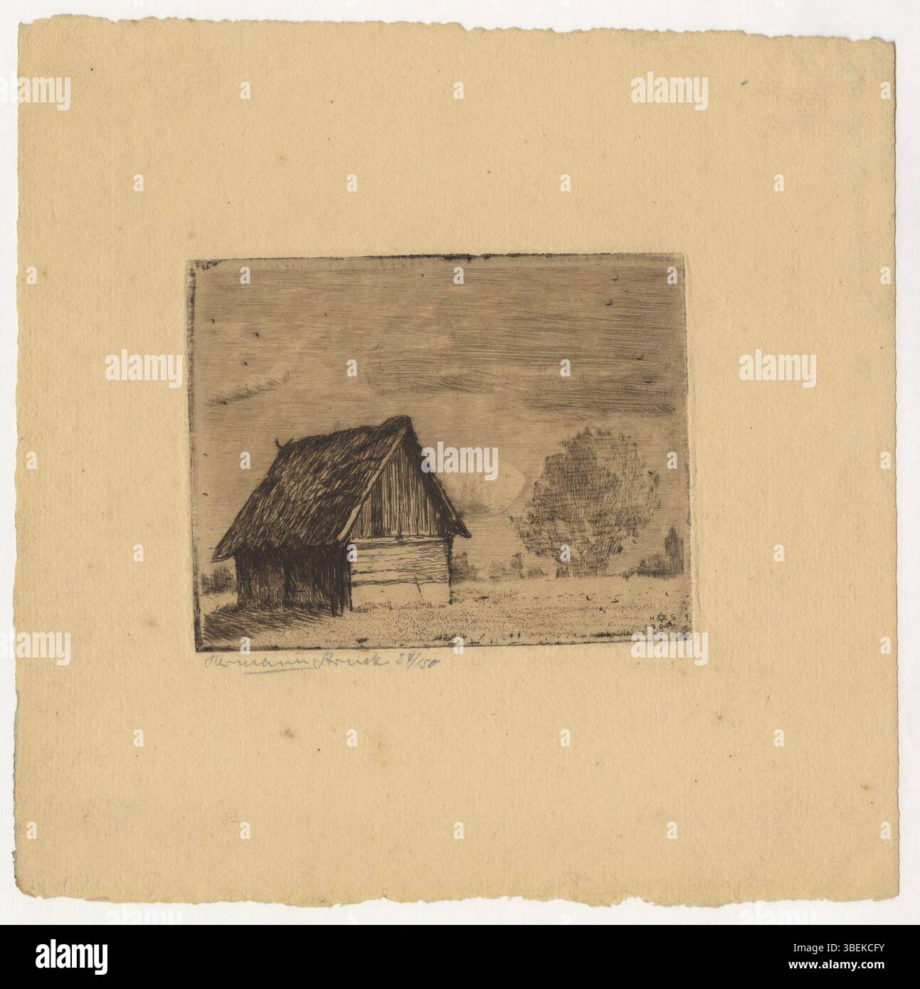 L’œuvre de Hermann Struck de 1904, « From the Spreewald », capture l’essence du paysage luxuriant de la région de Spreewald en Allemagne. La maîtrise de Struck en gravure donne vie aux détails tranquilles mais complexes du monde naturel dans cette estampe du début du XXe siècle. Banque D'Images